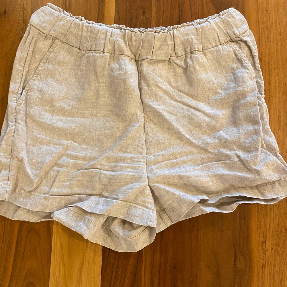 J. Crew Elastic Waist Linen Shorts - Oat